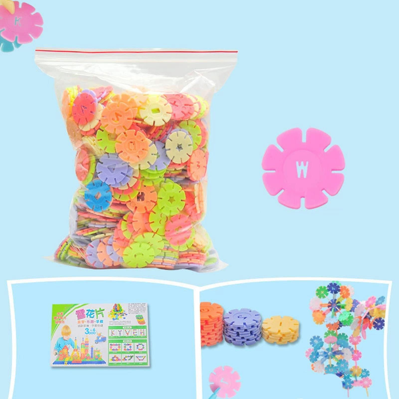 Набор взаимосвязанных дисков для детей, яркие цветные строительные блоки в форме снежинки, обучающая игрушка для 100pcs M