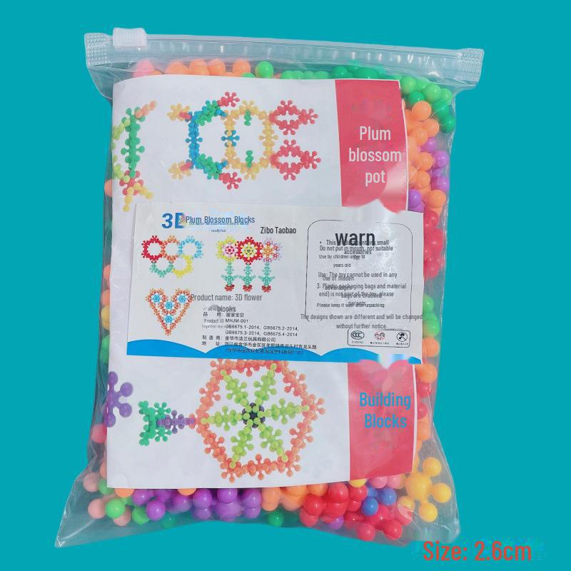 Образовательные строительные блоки для детей: Пазл «Снежинки» из 200 деталей «Цветок сливы» для детей 3–4 лет Multiple specifications